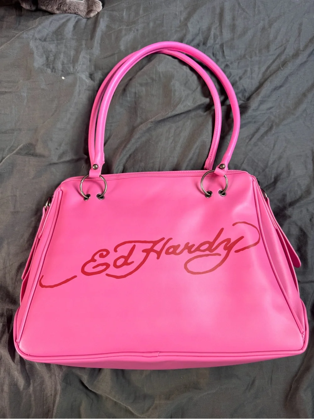 Ed Hardy Hot Pink Tattoo-Print Tote with Matching Wallet